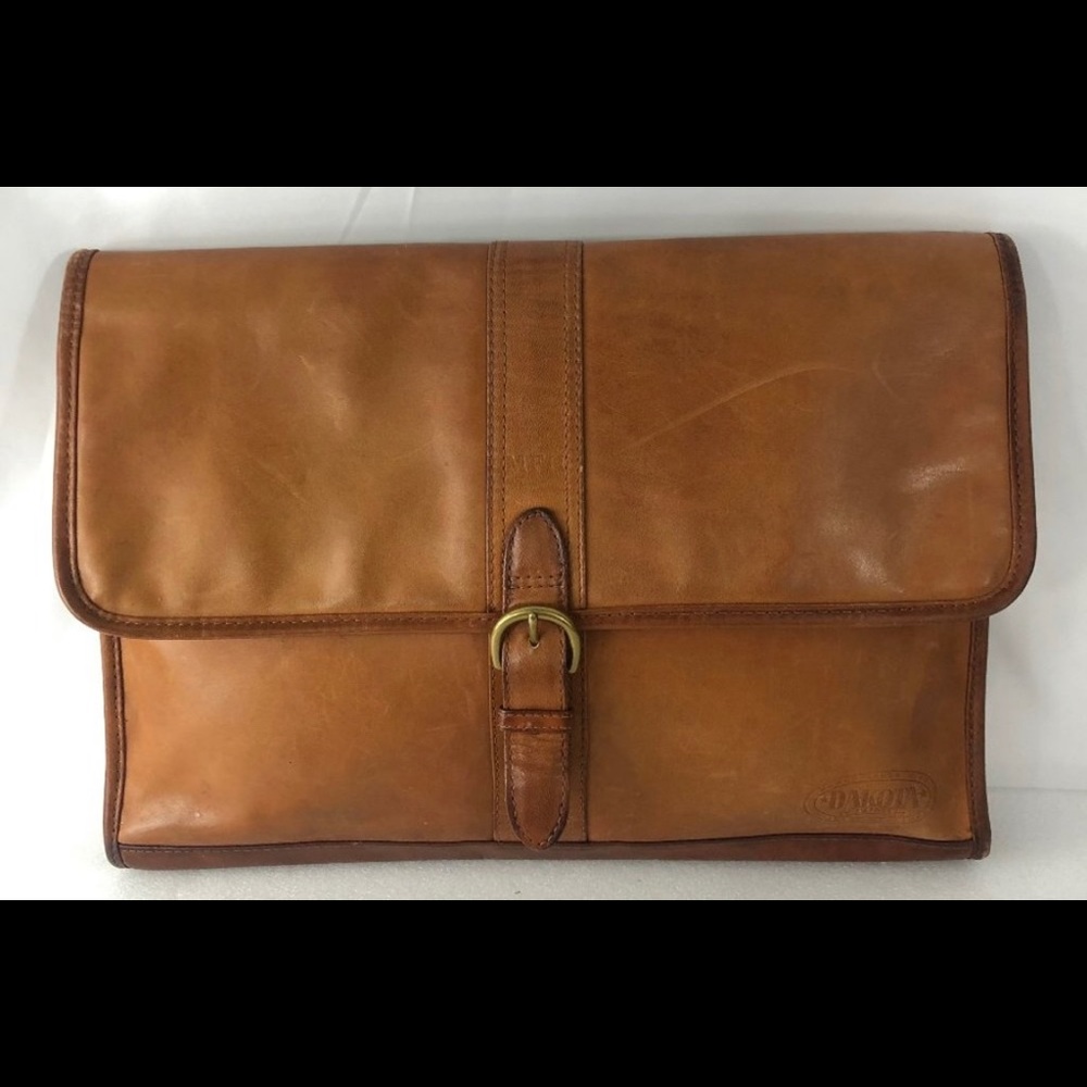 Dakoda Tumi Camel Brown Clutch Portfolio Push-lock